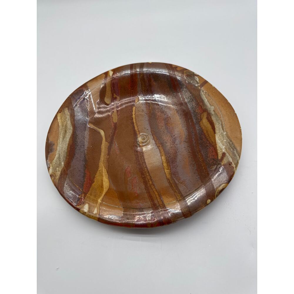 Glazed pottery Plate with a‎ marbled look. 11.5x11.5